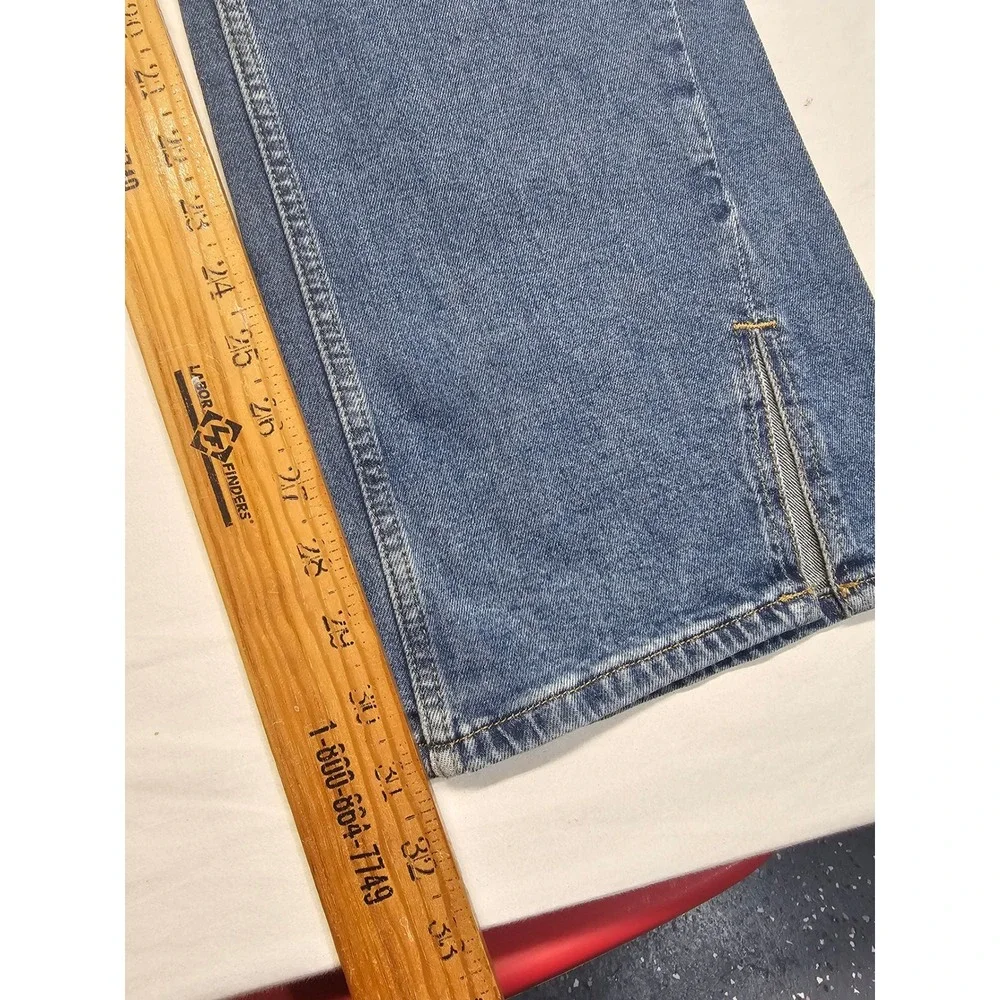 Lee Womens Medium Wash Straight Leg Jeans Side Slit Hem Blue‎ Denim Size 12
